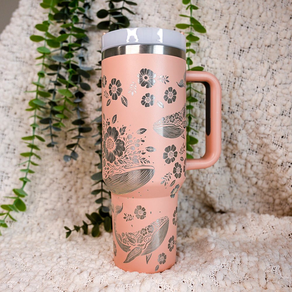 1.2L Refresher Tumbler Full Wrap FLORAL WHALE - TENGJA