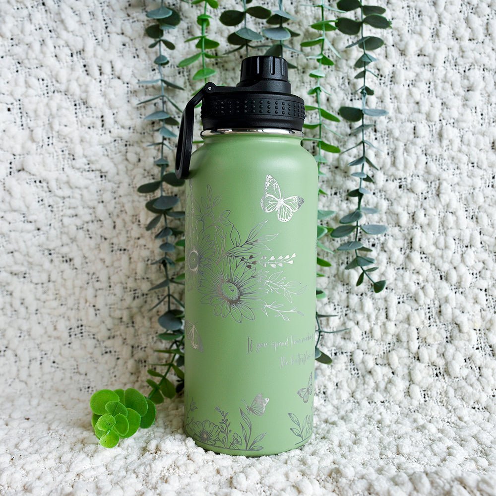 1L Insulated Water Bottle Full Wrap - FLORAL - TENGJA