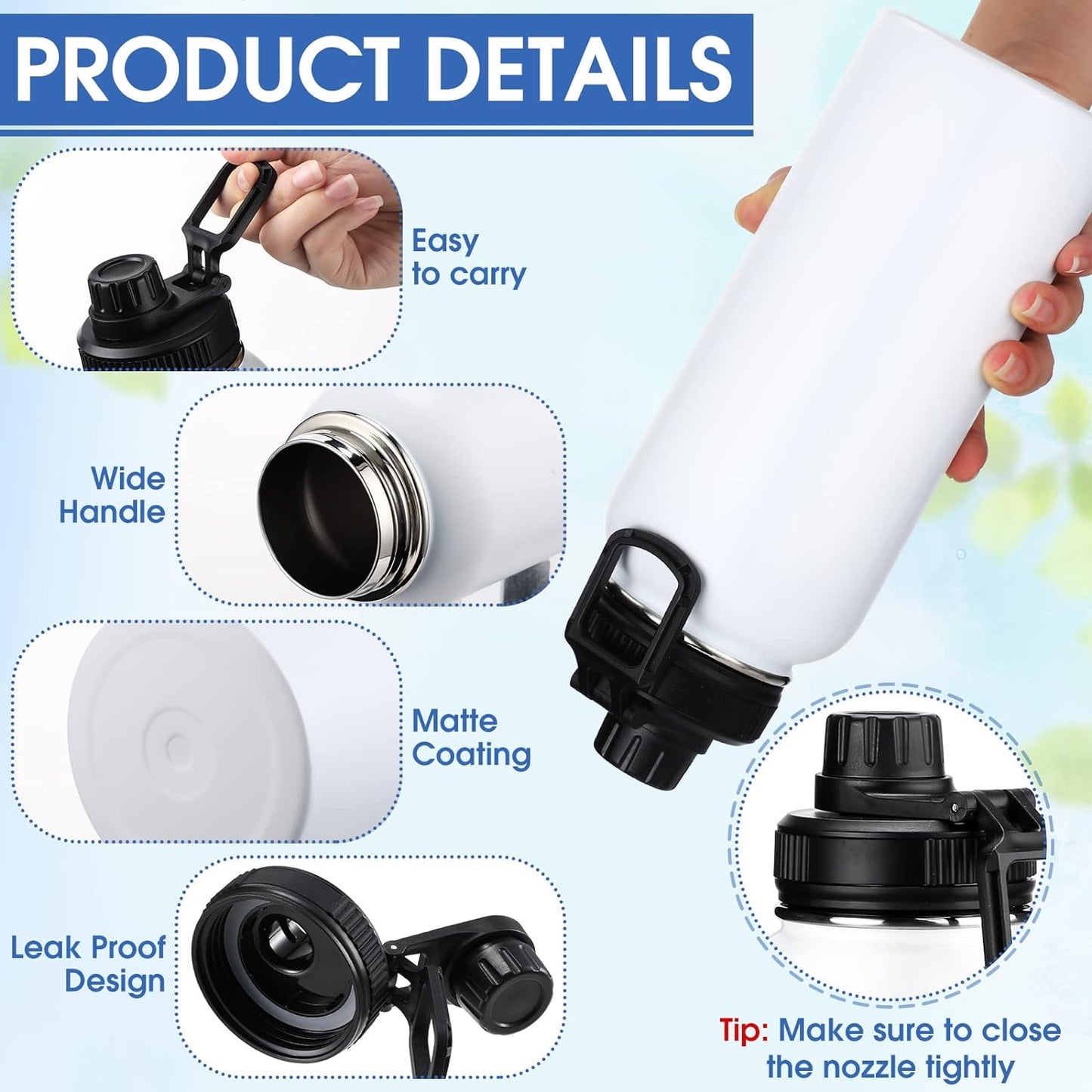 1L Water Bottle - Double Walled Stainless Steel Vacuum STAY WILD - TENGJA