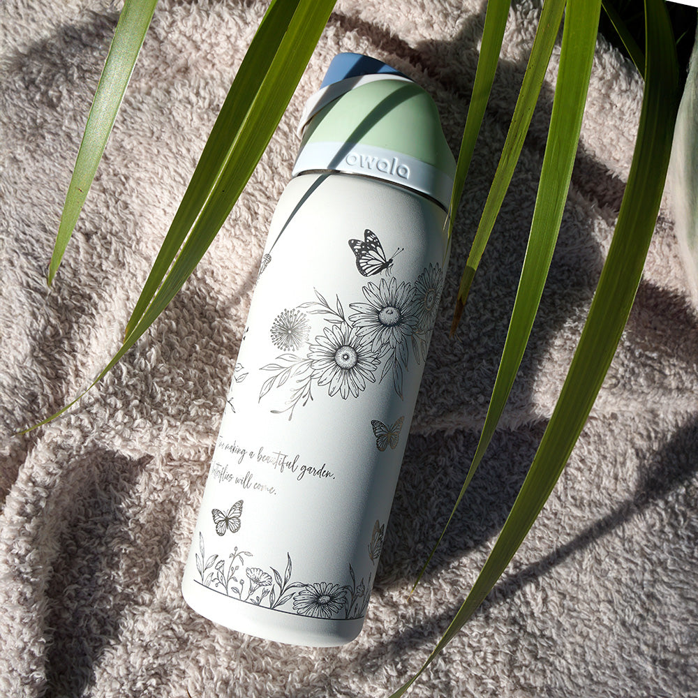 1L Owala Style Water Bottle-Floral-Laser Engraved-Full Wrap