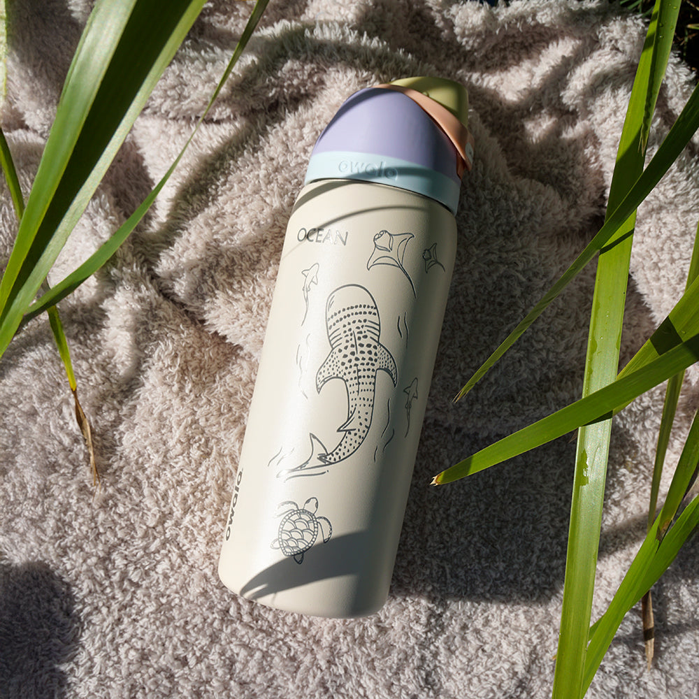 950ml Owala Style Water Bottle-Half Wrap-WHALE SHARK