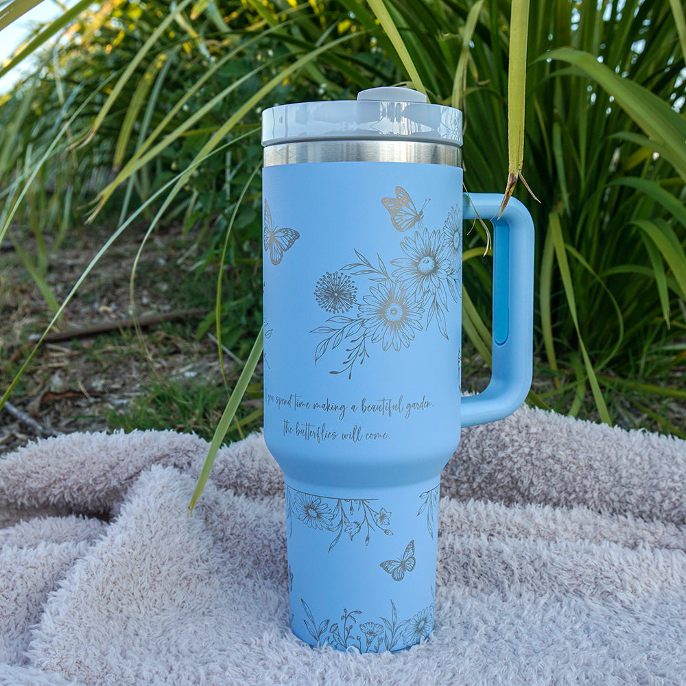 Refresher 1.2L Insulated Tumbler with Handle and Straw - Full Wrap FLORAL