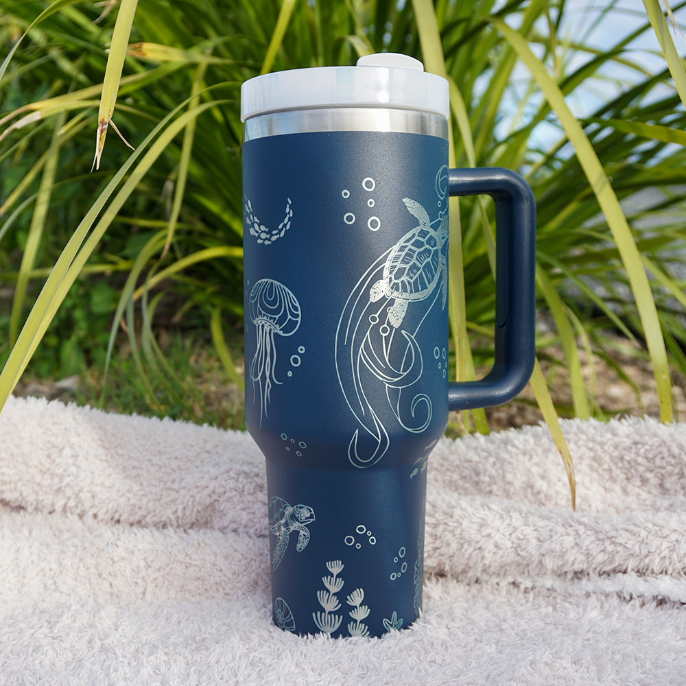 Refresher 1.2L Insulated Tumbler with Handle and Straw - Full Wrap OCEAN