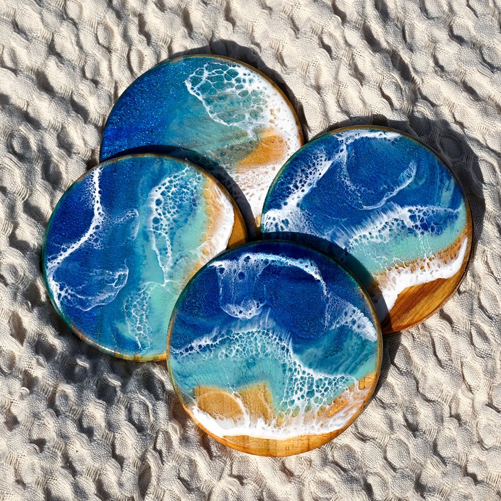 Resin Ocean Waves Drink Round Coaster - TENGJA