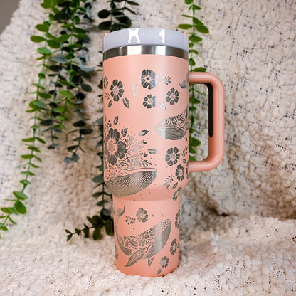 1.2L Refresher Tumbler Full Wrap FLORAL WHALE - TENGJA