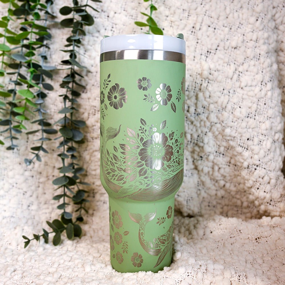 1.2L Refresher Tumbler Full Wrap FLORAL WHALE - TENGJA