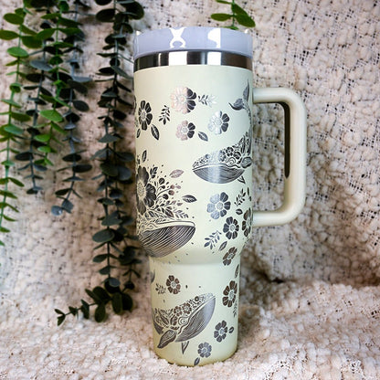 1.2L Refresher Tumbler Full Wrap FLORAL WHALE - TENGJA