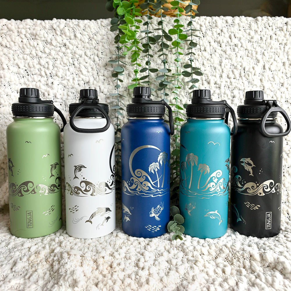 1L Insulated Water Bottle Full Wrap - DOLPHIN - TENGJA
