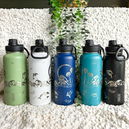 1L Insulated Water Bottle Full Wrap - DOLPHIN - TENGJA
