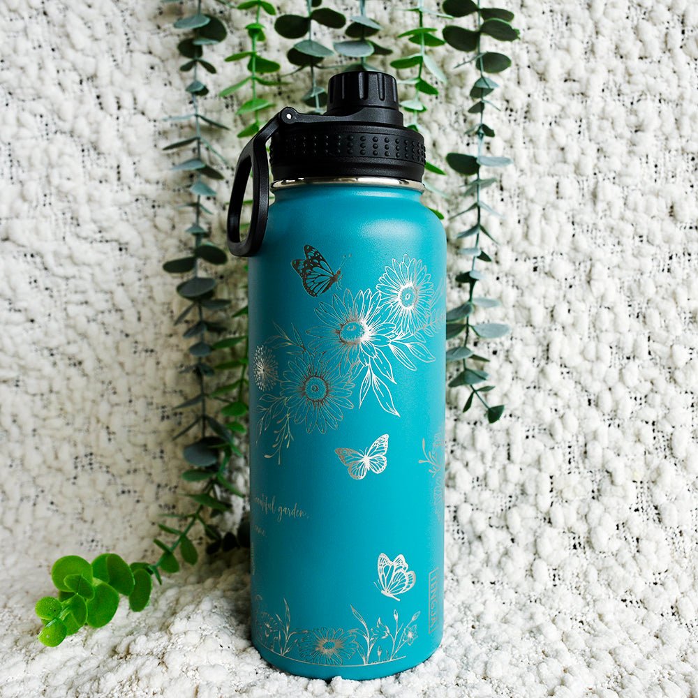 1L Insulated Water Bottle Full Wrap - FLORAL - TENGJA