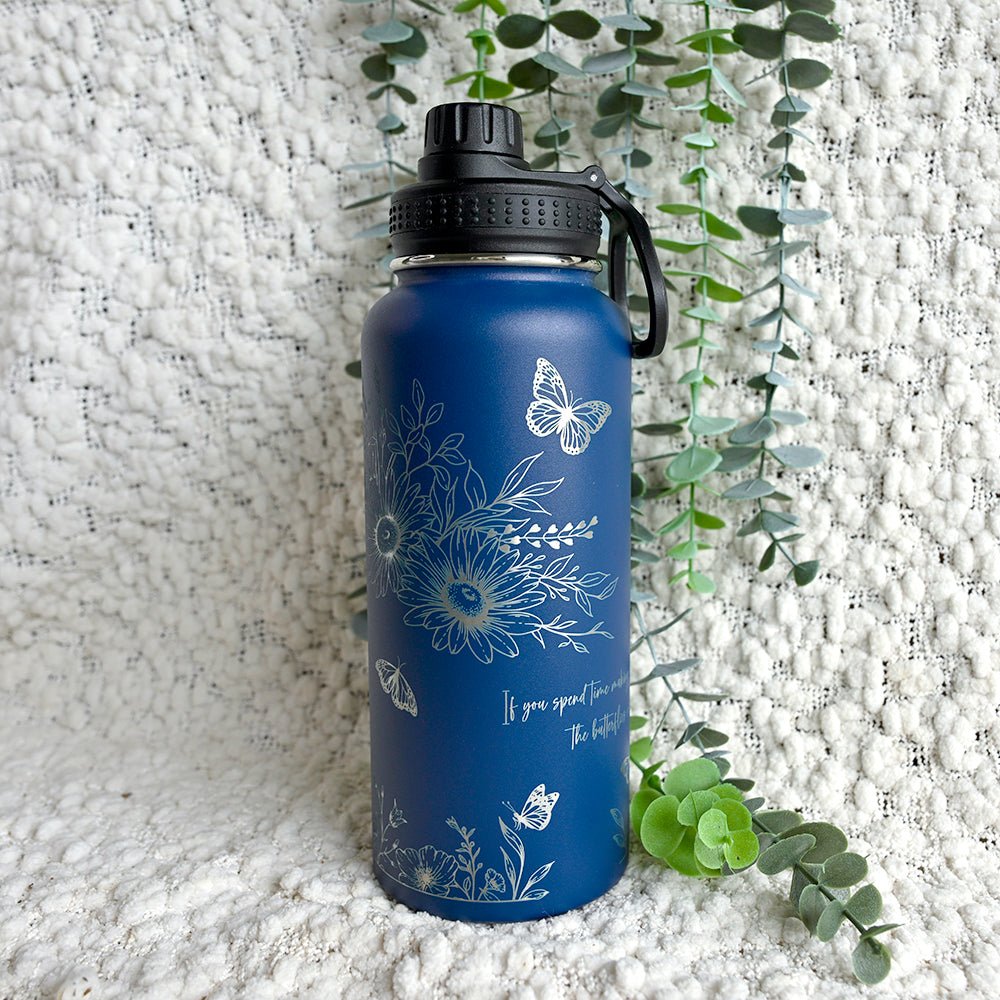1L Insulated Water Bottle Full Wrap - FLORAL - TENGJA