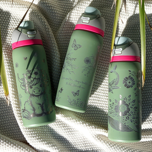 950ml Owala Style Water Bottle - Full Wrap - NEO SAGE - SALE