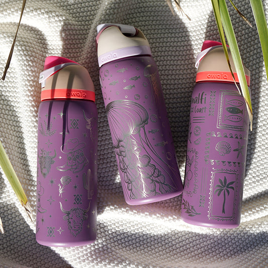 950ml Owala Style Water Bottle - Full Wrap - SMELL THE ROSES - SALE