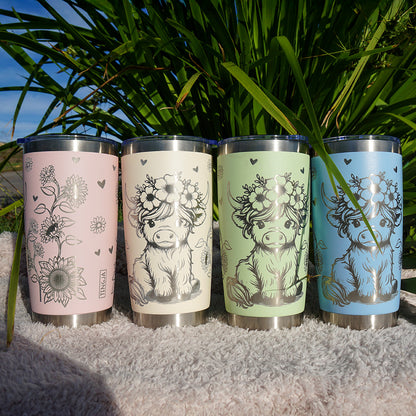 Insulated Coffee Cup 600mL Full Wrap HIGHLAND COW