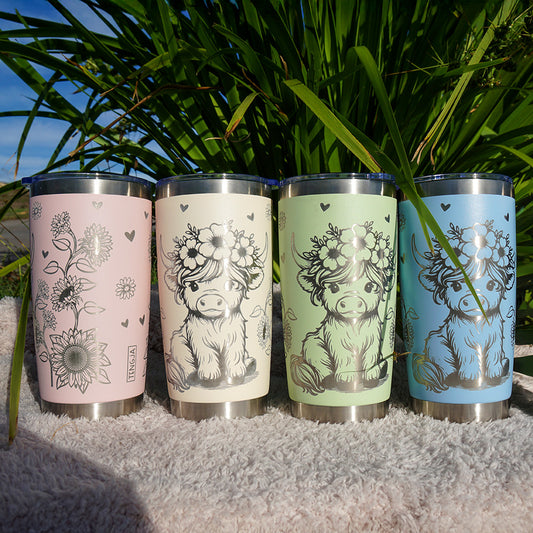 Insulated Coffee Cup 600mL Full Wrap HIGHLAND COW