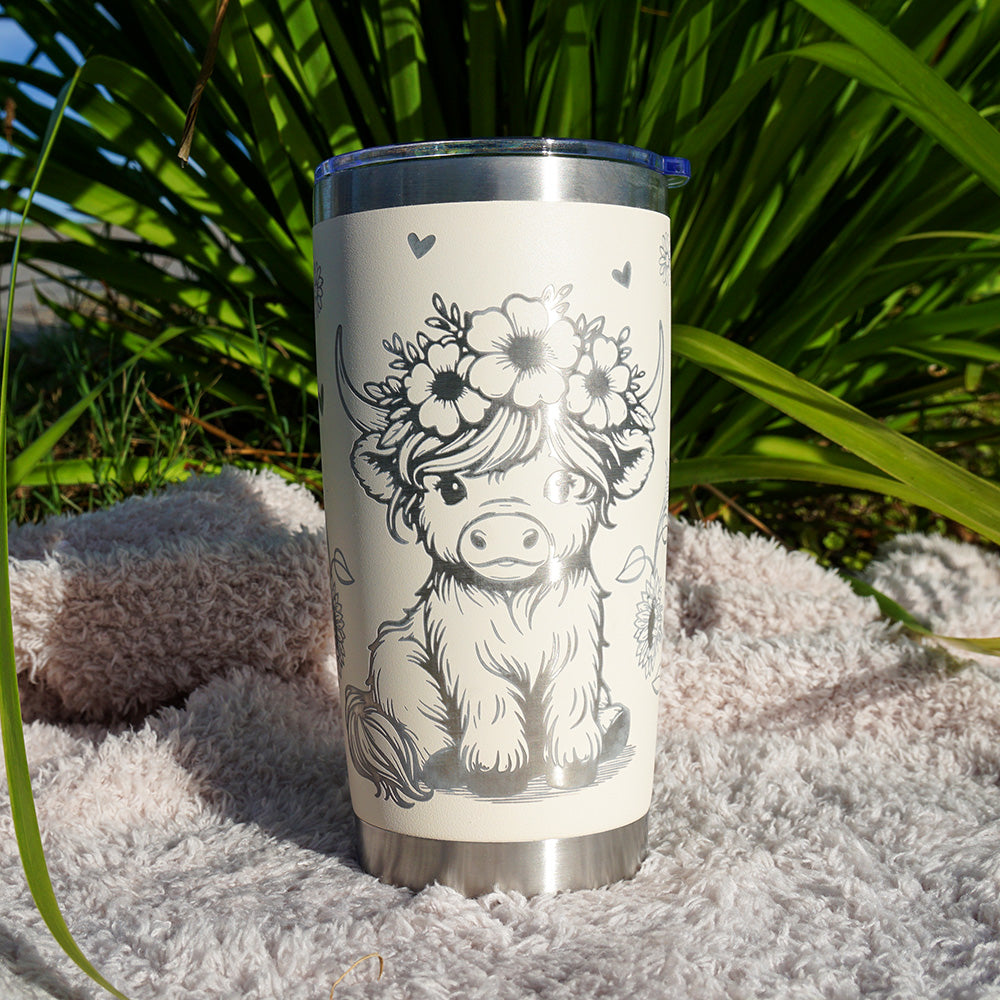 Insulated Coffee Cup 600mL Full Wrap HIGHLAND COW