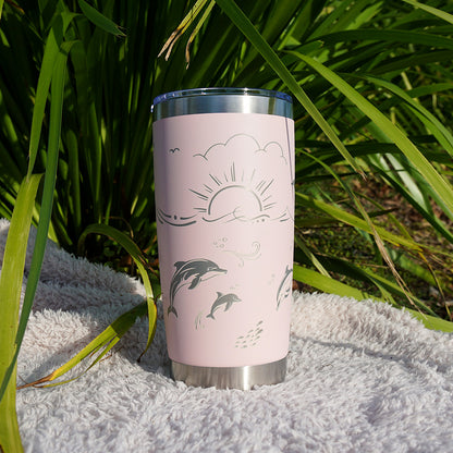 Insulated Coffee Cup 600mL Full Wrap DOLPHIN