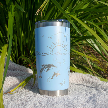 Insulated Coffee Cup 600mL Full Wrap DOLPHIN
