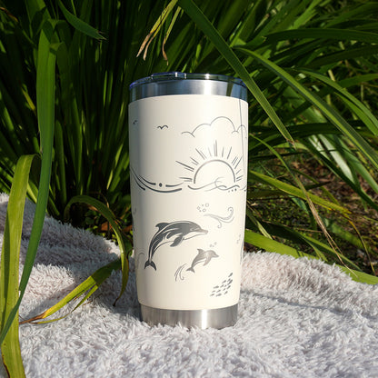 Insulated Coffee Cup 600mL Full Wrap DOLPHIN