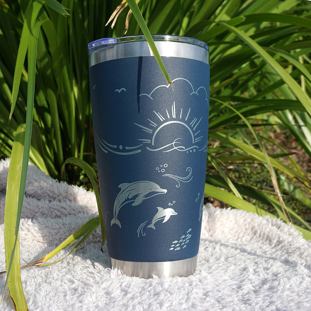 Insulated Coffee Cup 600mL Full Wrap DOLPHIN