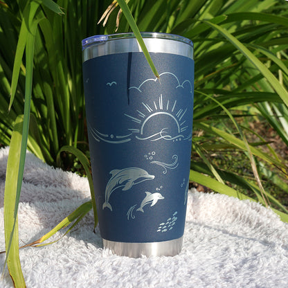 Insulated Coffee Cup 600mL Full Wrap DOLPHIN