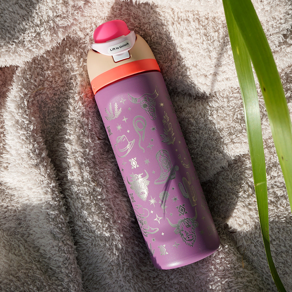 700ml Owala Style Water Bottle - Full Wrap - SMELL THE ROSES - SALE