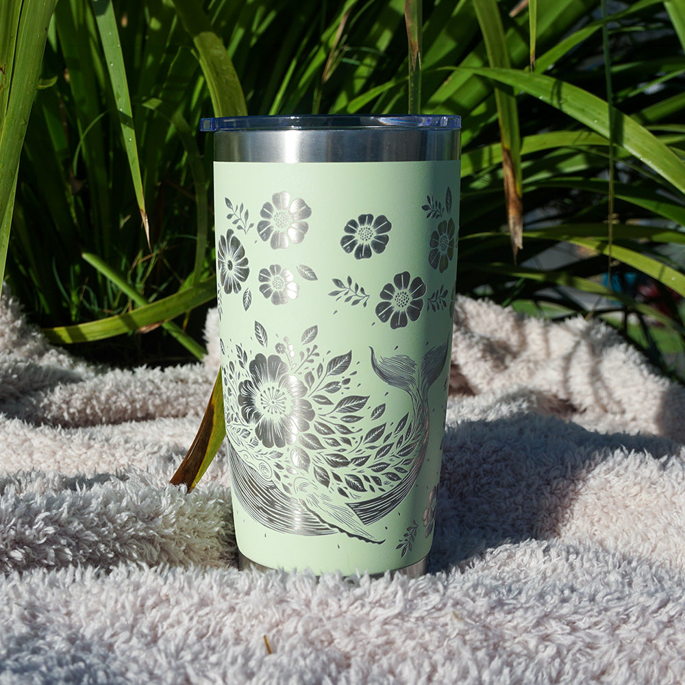 Insulated Coffee Cup 600mL Full Wrap FLORAL WHALE
