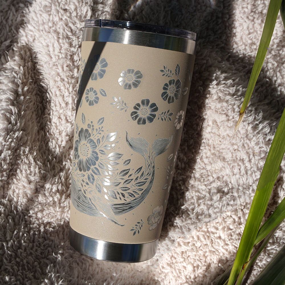Insulated Coffee Cup 600mL Full Wrap FLORAL WHALE