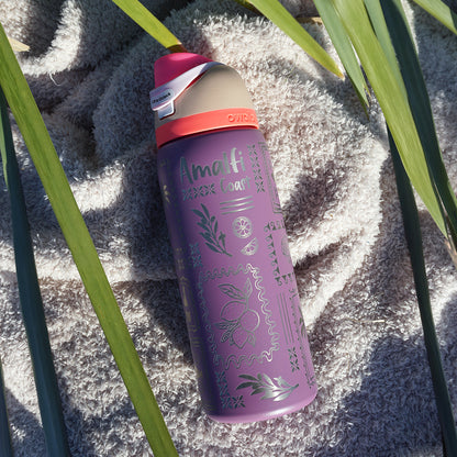 950ml Owala Style Water Bottle - Full Wrap - SMELL THE ROSES - SALE