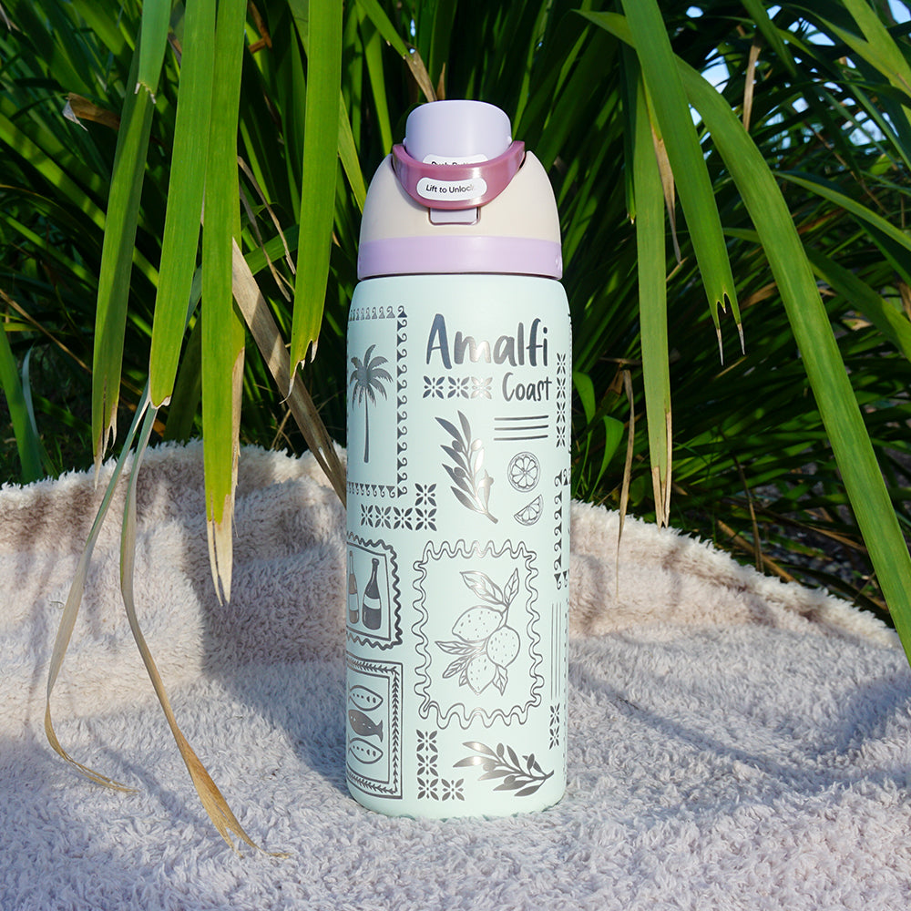 950ml Owala Style Water Bottle - Full Wrap - AMALFI