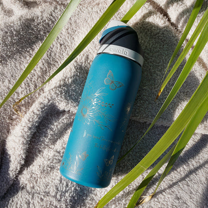 1L Owala Style Water Bottle-Floral-Laser Engraved-Full Wrap