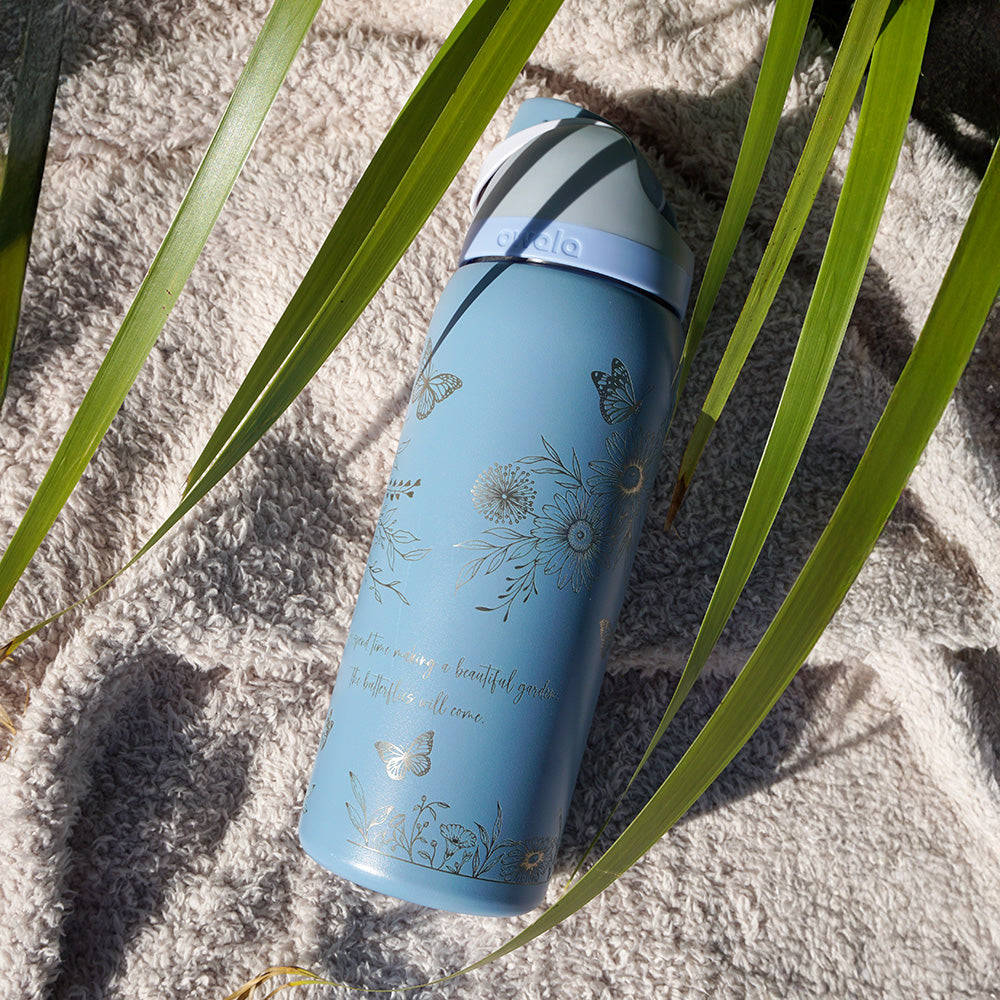 1L Owala Style Water Bottle-Floral-Laser Engraved-Full Wrap