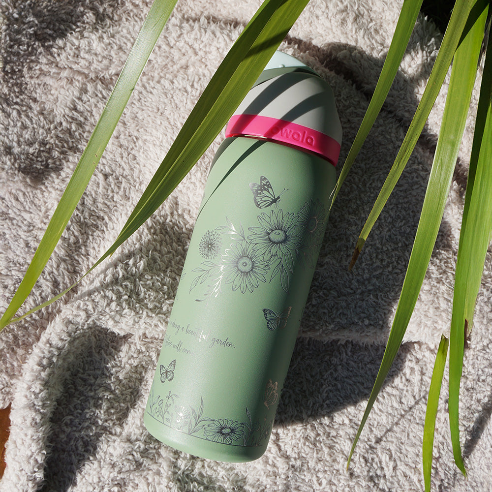 1L Owala Style Water Bottle-Floral-Laser Engraved-Full Wrap