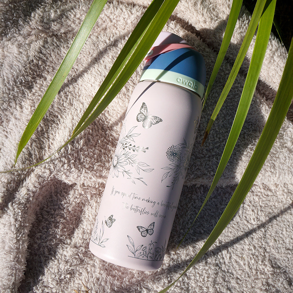1L Owala Style Water Bottle-Floral-Laser Engraved-Full Wrap
