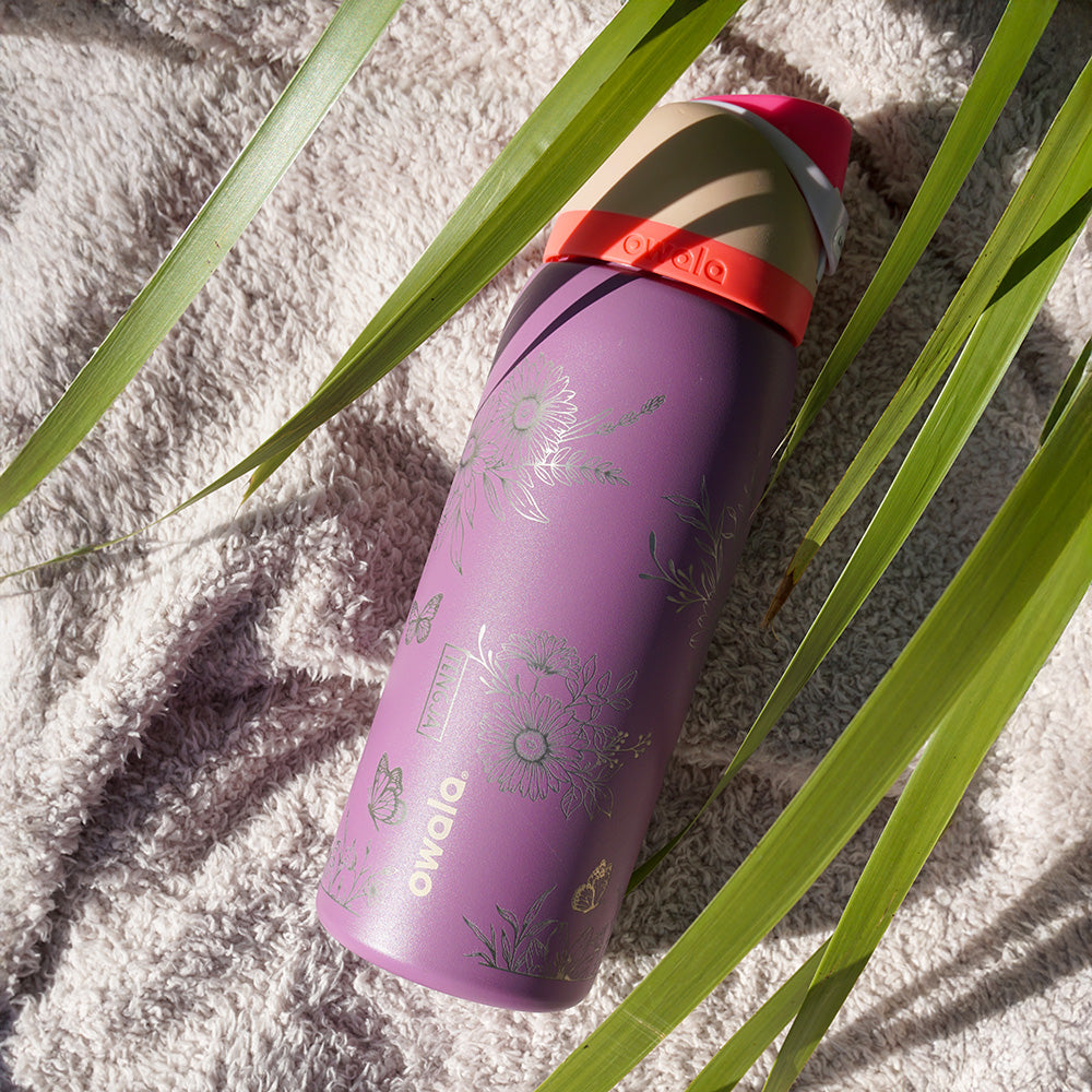 1L Owala Style Water Bottle-Floral-Laser Engraved-Full Wrap