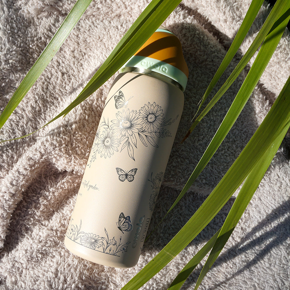 1L Owala Style Water Bottle-Floral-Laser Engraved-Full Wrap