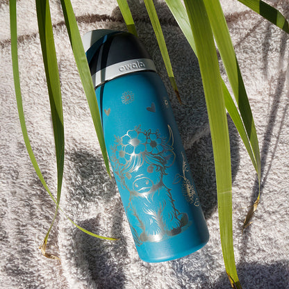 1L Owala Style Water Bottle-Highland Cow-Laser Engraved-Full Wrap