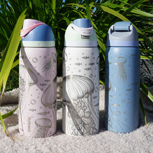 950ml Owala Style Water Bottle - Full Wrap - JELLYFISH