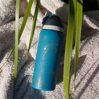 1L Owala Style Water Bottle-Ocean-Laser Engraved-Full Wrap