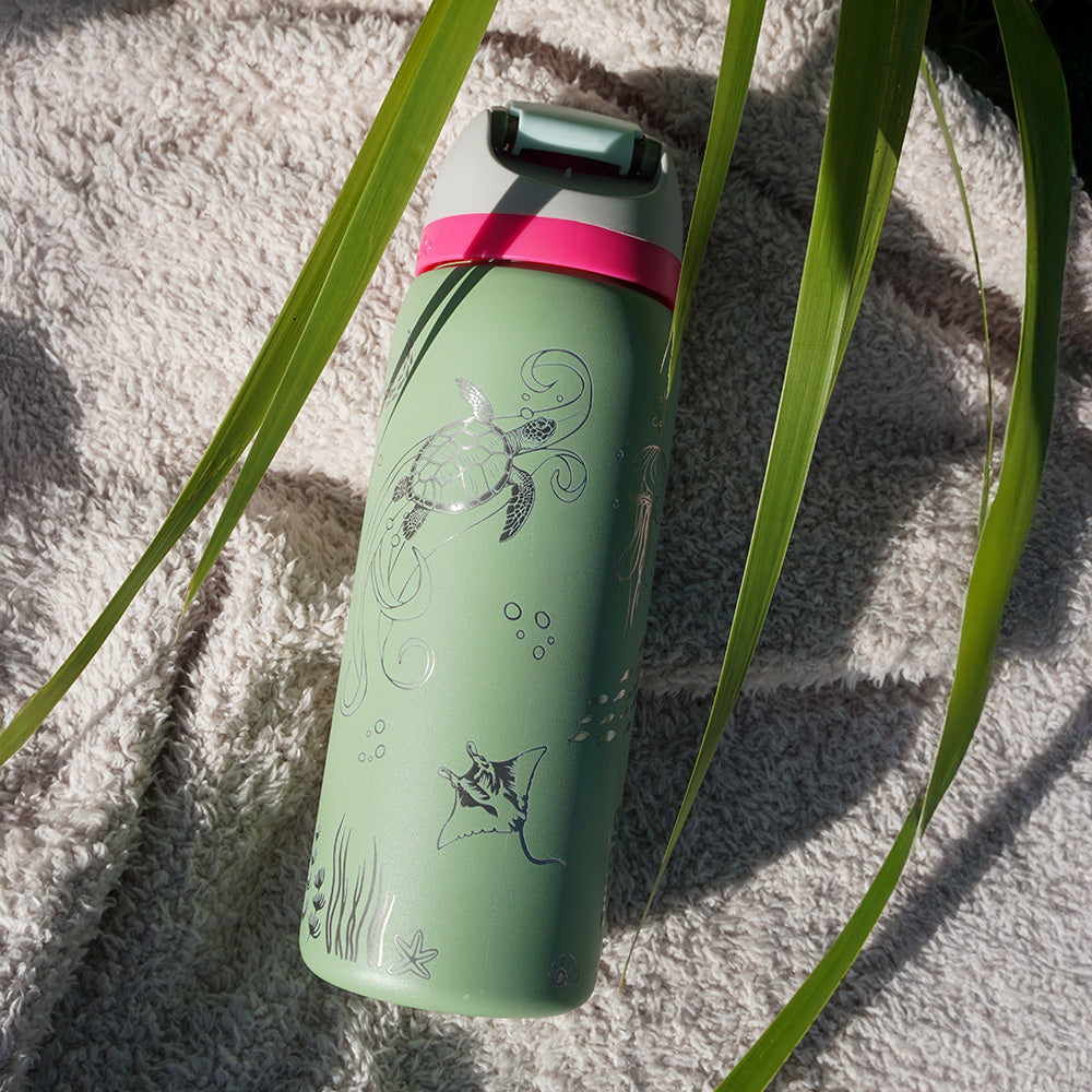950ml Owala Style Water Bottle - Full Wrap - NEO SAGE - SALE
