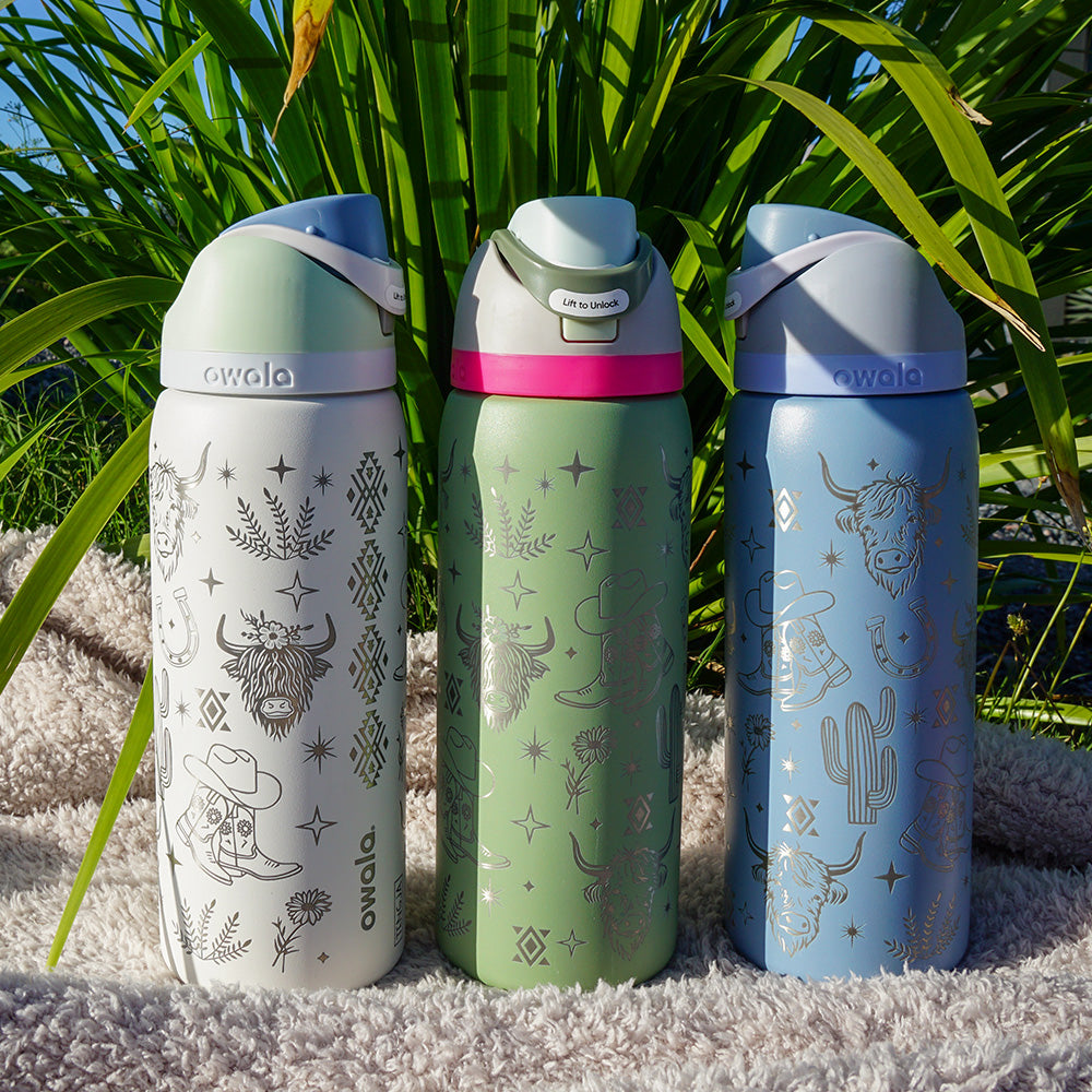 1L Owala Style Water Bottle-Western/Cowgirl-Laser Engraved-Full Wrap