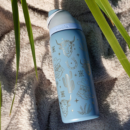 1L Owala Style Water Bottle-Western/Cowgirl-Laser Engraved-Full Wrap
