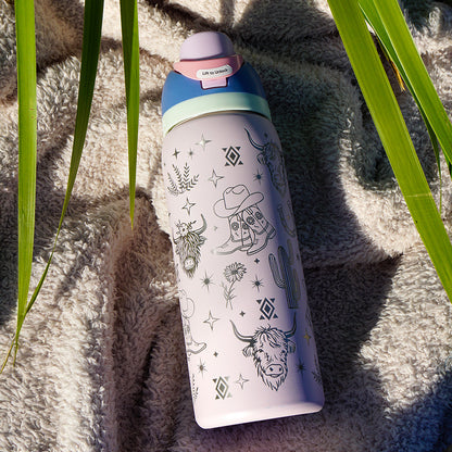 1L Owala Style Water Bottle-Western/Cowgirl-Laser Engraved-Full Wrap