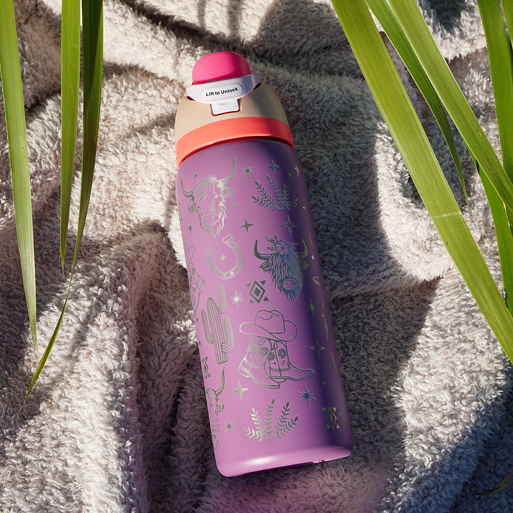950ml Owala Style Water Bottle - Full Wrap - SMELL THE ROSES - SALE
