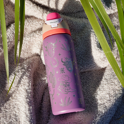 950ml Owala Style Water Bottle - Full Wrap - SMELL THE ROSES - SALE