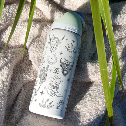1L Owala Style Water Bottle-Western/Cowgirl-Laser Engraved-Full Wrap
