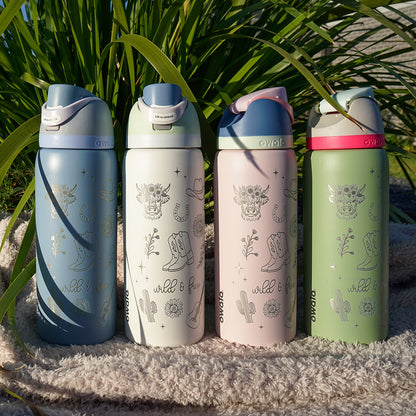950ml Owala Style Water Bottle - Half Wrap - WILD & FREE