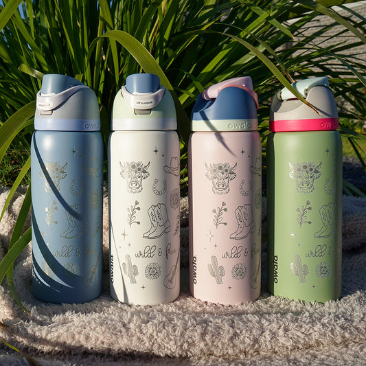 950ml Owala Style Water Bottle - Half Wrap - WILD & FREE