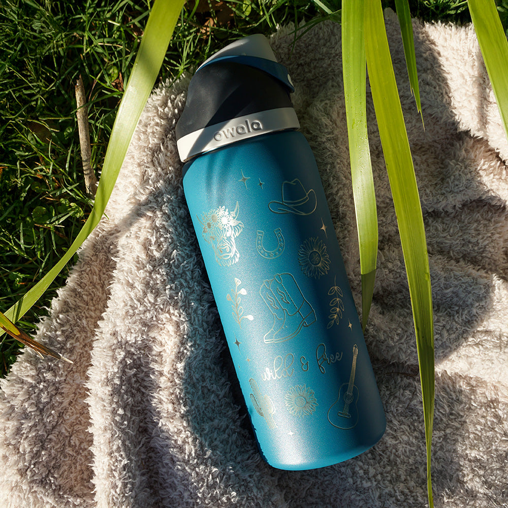 950ml Owala Style Water Bottle - Half Wrap - WILD & FREE