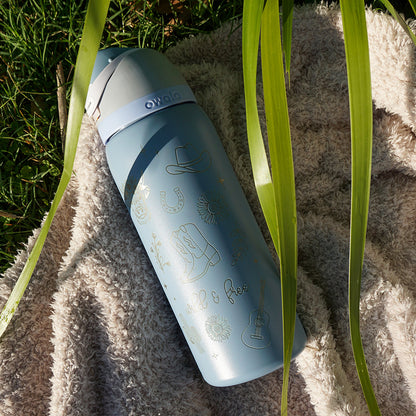 950ml Owala Style Water Bottle - Half Wrap - WILD & FREE